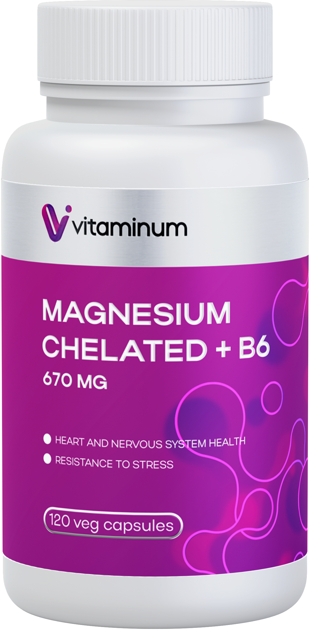  Vitaminum МАГНИЙ ХЕЛАТ + витамин В6 (670 MG) 120 капсул 800 мг  в Мурманске